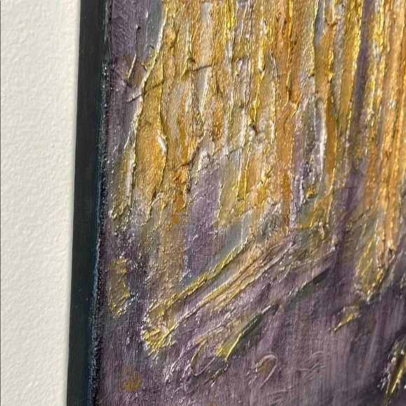 Abstract Gold and Purple Textured Forest Canvas Art 20 in x 16 in - Picture 5 of 8